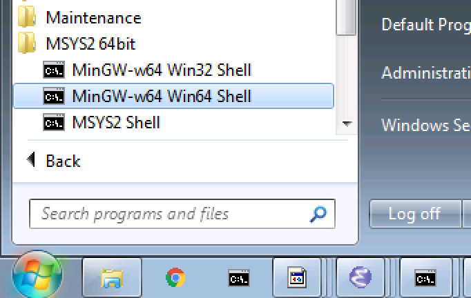 MSYS2 64bit Shell Start Menu